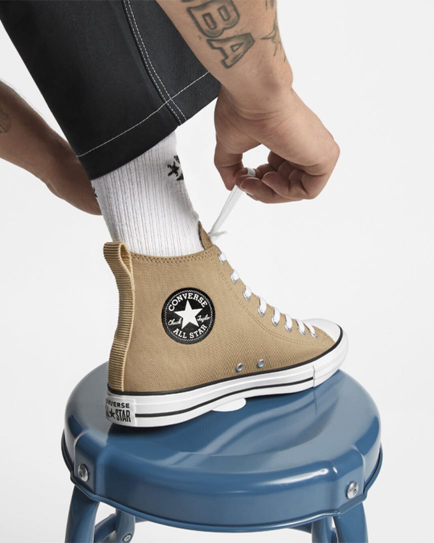 Tenisky Vysoke Converse Chuck Taylor All Star Woven Twill Panske Hnedožltý Čierne | SK AGP11N4